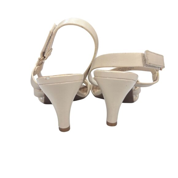 Marbella Womens Beige Strappy Heels Size 8M Open Toe Sandals With Buckle Strap - Picture 4 of 7